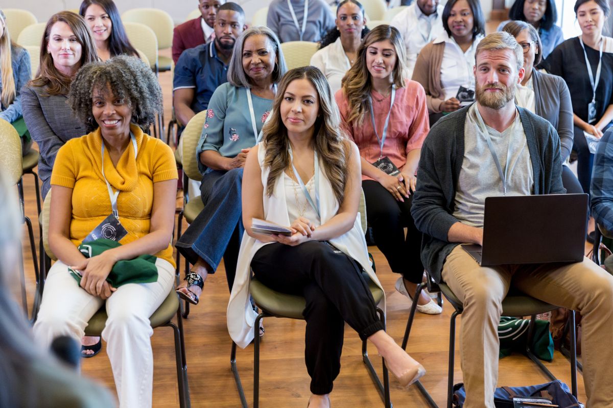 Businesspeople attending seminar