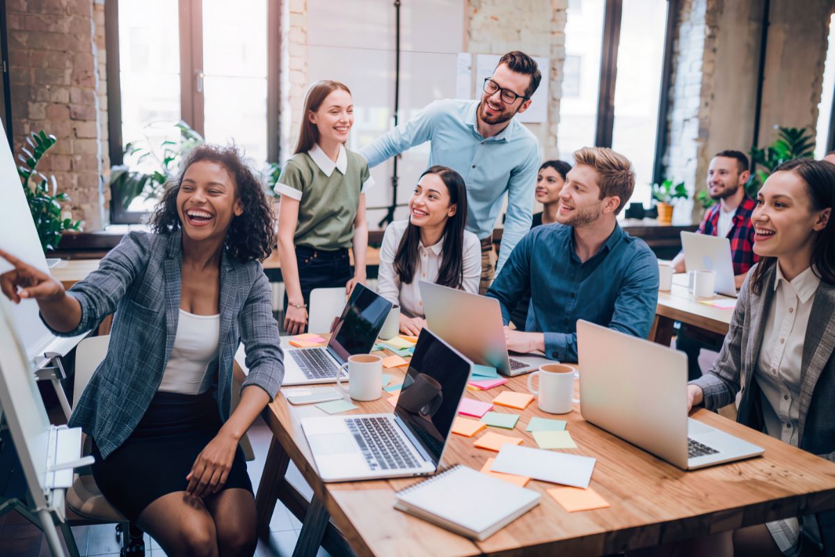 Business consultant working with a team